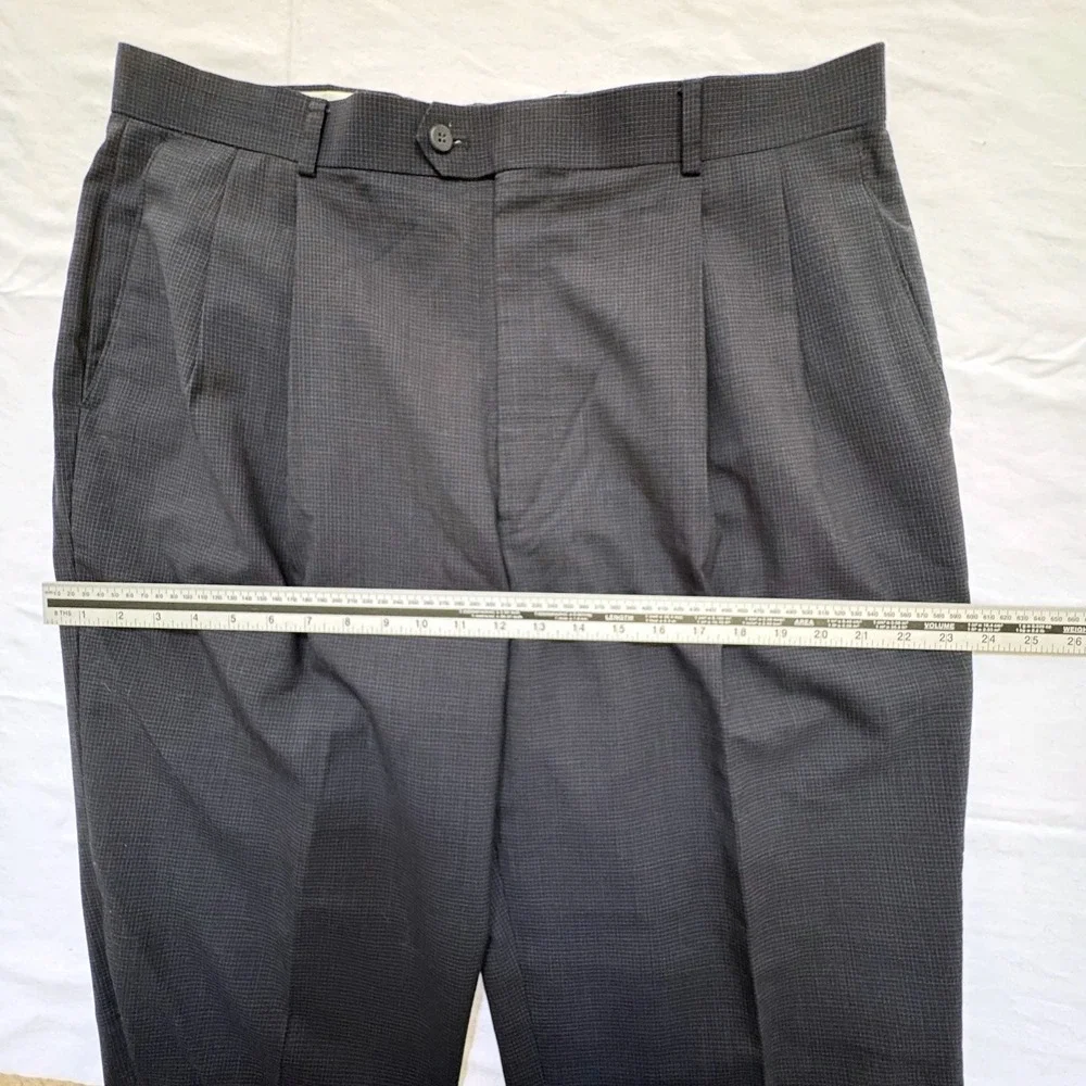 Louis Raphael Tailored Dress Pants Mens 38x32 Navy Wool Pleated‎ Cuffed